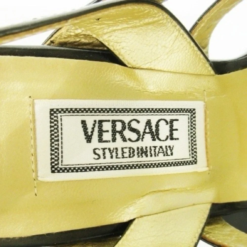 Versace vintage black leather heels 6.5 womens